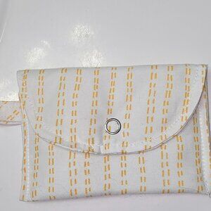 White & Yellow Fabric Mini Card/Money Holder 4.5" x 3" 💛 👌 ✨️